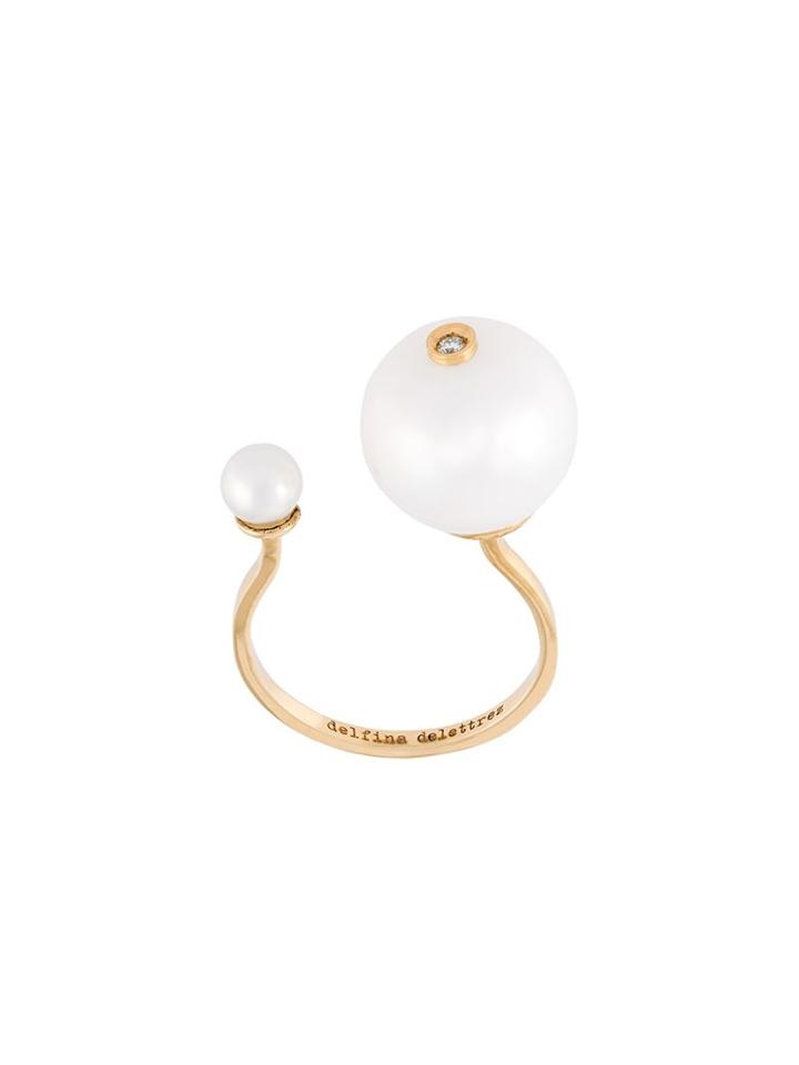 Delfina Delettrez 'pearl Piercing' Diamond Ring, Women's, Size: 54, Metallic