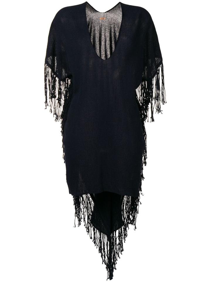 Caravana Fringed Asymmetric Dress - Blue