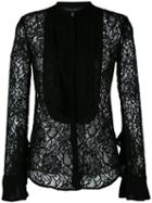 Christian Pellizzari - Sheer Lace Bib Shirt - Women - Polyamide/polyester/viscose - 44, Black, Polyamide/polyester/viscose