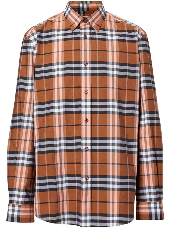 Burberry Vintage Check Cotton Poplin Shirt - Orange