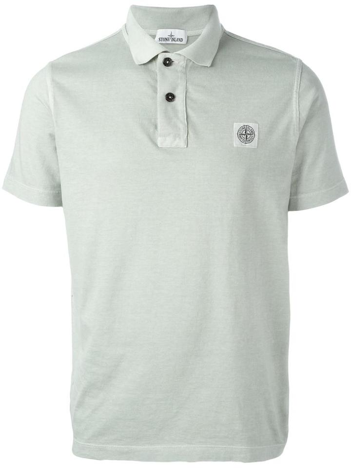 Stone Island Logo Patch Polo Shirt, Men's, Size: Large, Green, Cotton