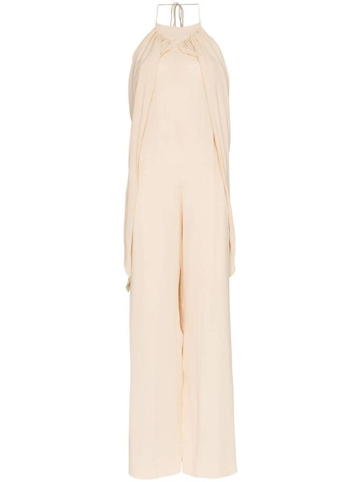 Jacquemus Halterneck Low Back Crepe Jumpsuit - Neutrals