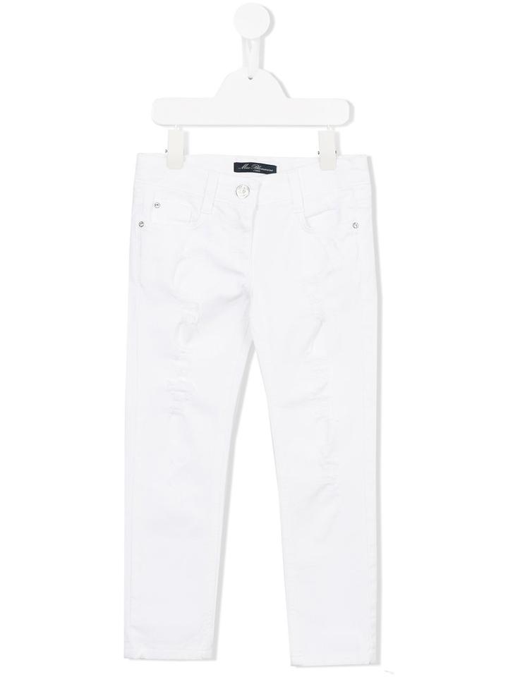 Miss Blumarine Ripped Skinny Jeans, Girl's, Size: 10 Yrs, White