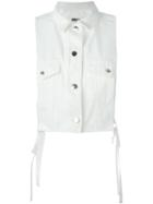 Mm6 Maison Margiela Side Tie Denim Vest, Women's, Size: Medium, White, Cotton