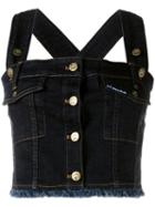 House Of Holland Denim Vest Top, Women's, Size: Large, Blue, Cotton/polyester/spandex/elastane