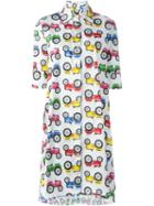 Ultràchic Tractor Print Shirt Dress, Women's, Size: 42, White, Cotton