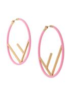 Fendi F Logo Earrings - Pink