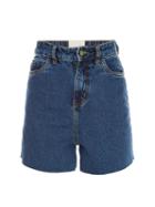 Framed High Rise Denim Shorts - Azul