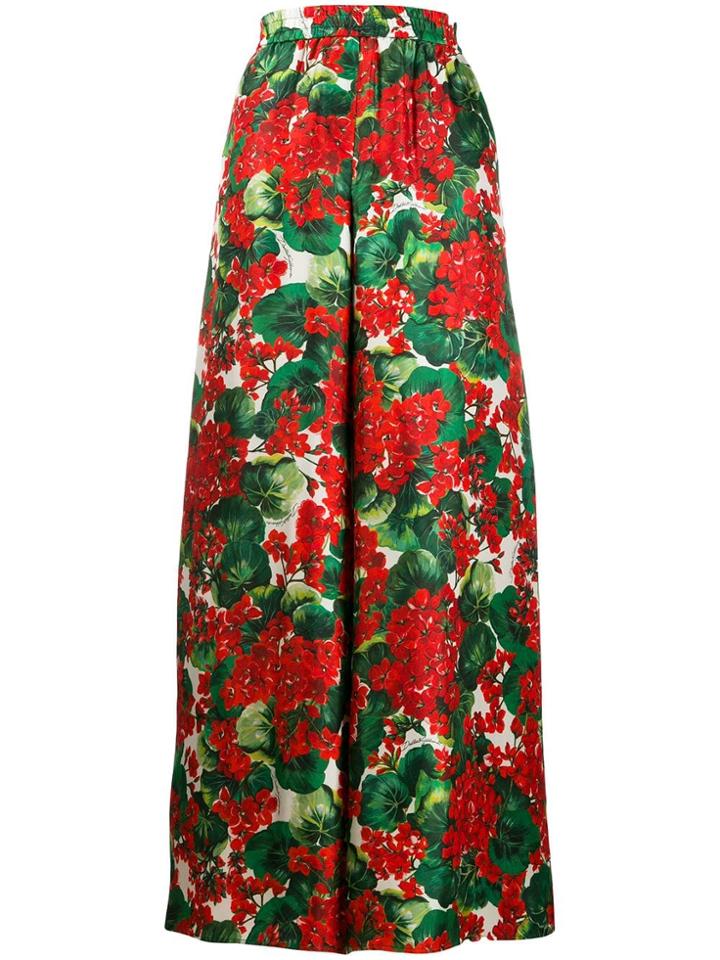 Dolce & Gabbana Floral Palazzo Trousers - Red