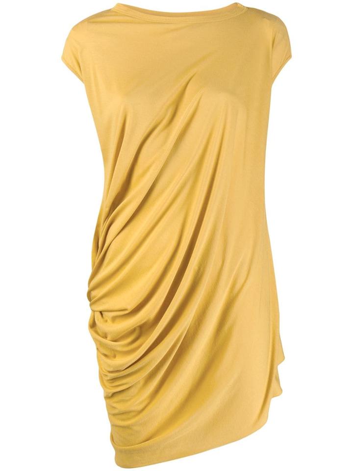 Rick Owens Lilies Ruched Cap Sleeve Dress - Yellow