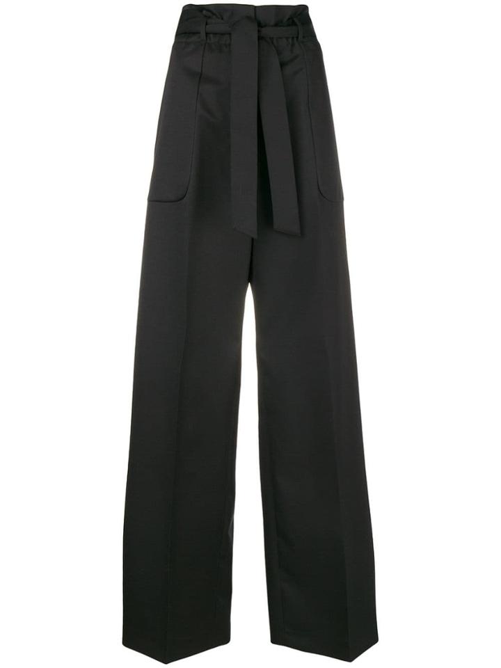 Jil Sander Belted Wide-leg Trousers - Black