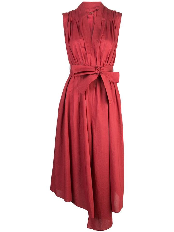 Adam Lippes Asymmetric Midi Dress - Red