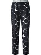 Moncler Circle Print Cropped Trousers, Women's, Size: 44, Black, Silk