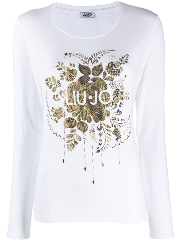 Liu Jo Logo Print Long-sleeved T-shirt - White