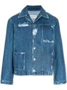 Necessity Sense Distressed Denim Jacket - Blue