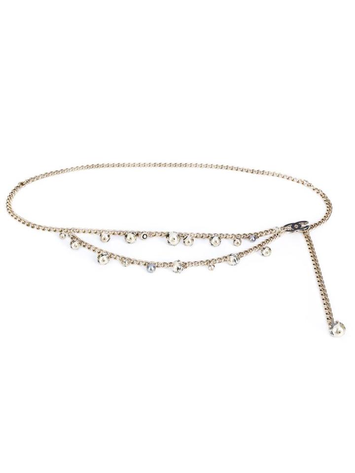 Chanel Vintage Pearl Bow Pearl Chain Belt, Women's, Grey