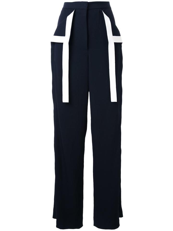 Dion Lee Contrast Stripe Palazzo Trousers, Women's, Size: 8, Black, Polyester