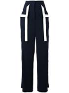 Dion Lee Contrast Stripe Palazzo Trousers, Women's, Size: 8, Black, Polyester