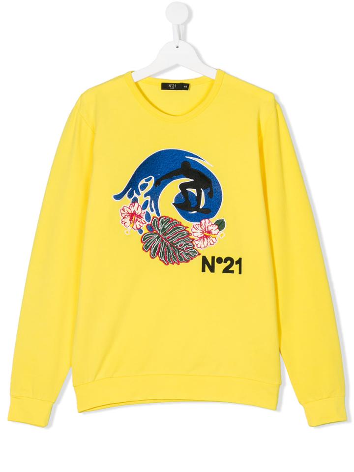 No21 Kids Surf Print Sweatshirt - Yellow & Orange