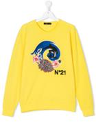 No21 Kids Surf Print Sweatshirt - Yellow & Orange