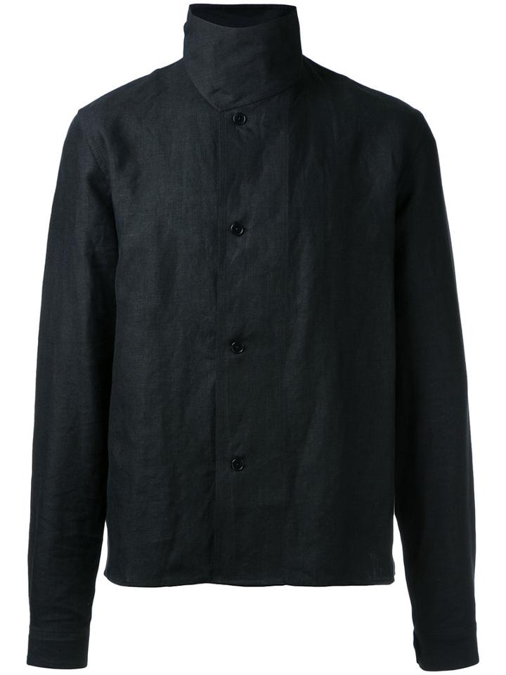 J.w.anderson Standing Collar Buttoned Jacket, Men's, Size: 44, Black, Linen/flax