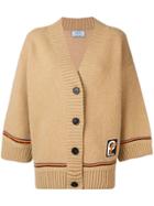 Prada Logo Patch Cardigan - Neutrals