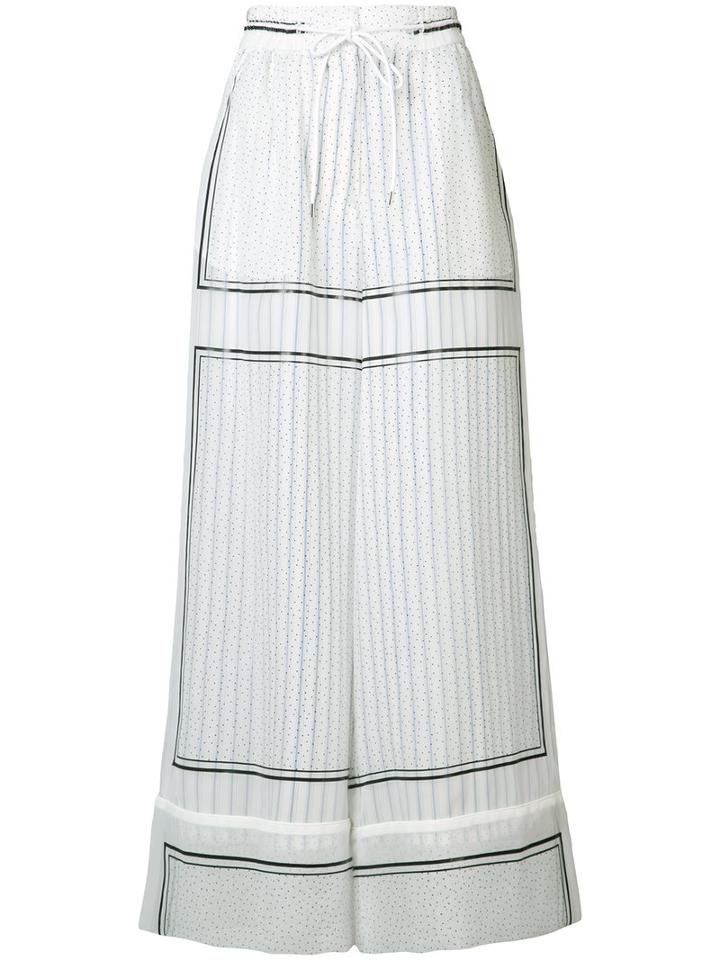Sacai Micro Dot Print Trousers, Women's, Size: 2, White, Polyester