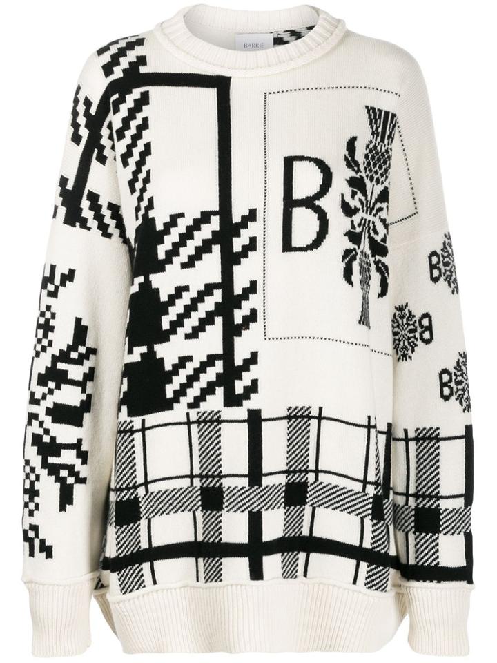 Barrie Tartan Pattern Jumper - Neutrals
