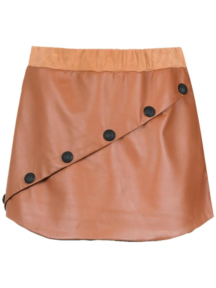 Andrea Bogosian Panelled Leather Skirt - Brown