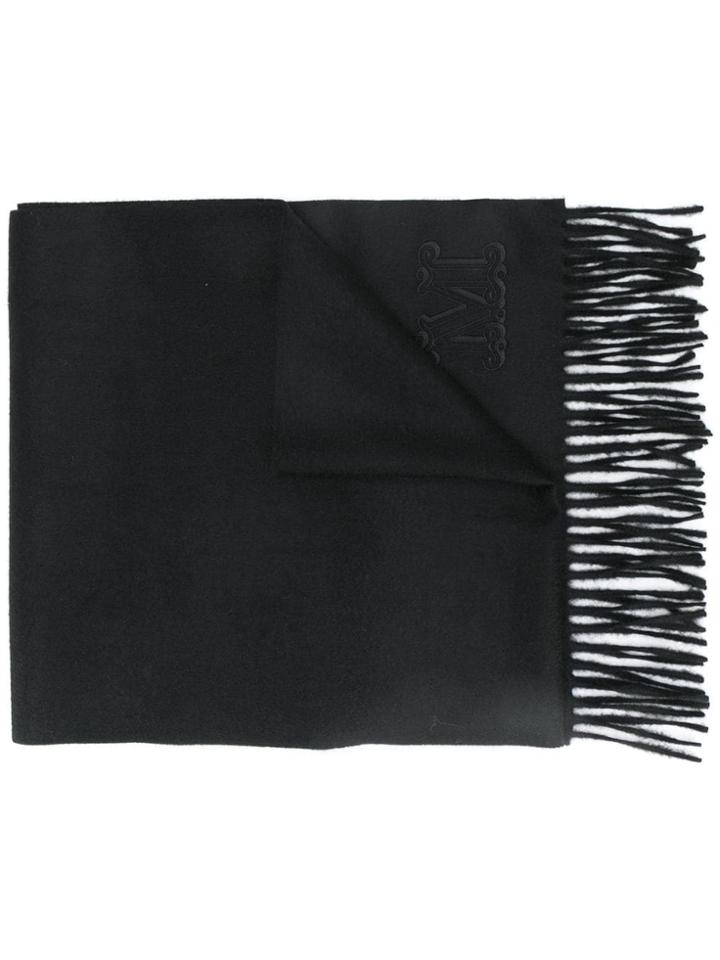 Max Mara Fringed Edge Scarf - Black