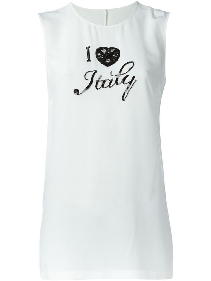 Dolce & Gabbana I Love Italy Sequin Tank Top - White