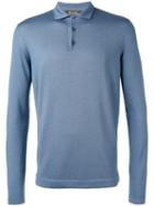 Loro Piana - Long Sleeve Polo Shirt - Men - Silk/virgin Wool - 50, Blue, Silk/virgin Wool