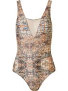 Brigitte Abstract Print Panelled Swimsuit