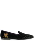 Dolce & Gabbana Crown Embroidered Loafers - Black