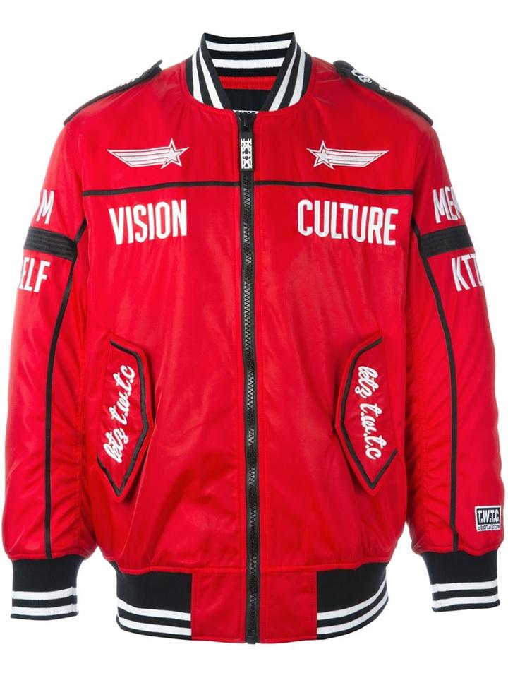 Ktz Zipped Biker Jacket, Men's, Size: Small, Red, Nylon