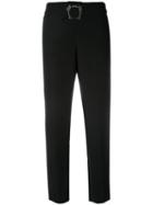 Versace Jeans - Belted Straight Leg Trousers - Women - Polyester/spandex/elastane - 44, Black, Polyester/spandex/elastane