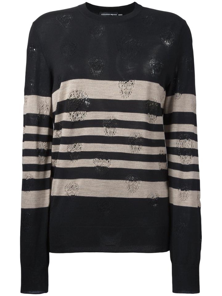 Alexander Mcqueen Distressed Skull Jumper - Black