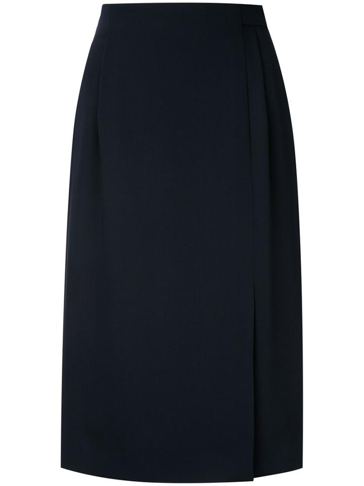 Estnation - Wrap Front Skirt - Women - Polyester - 38, Black, Polyester