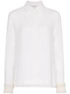 Thom Browne Pearl Embellished Silk Shirt - White