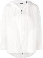 Jil Sander Navy Plissé Zipped-up Jacket - White