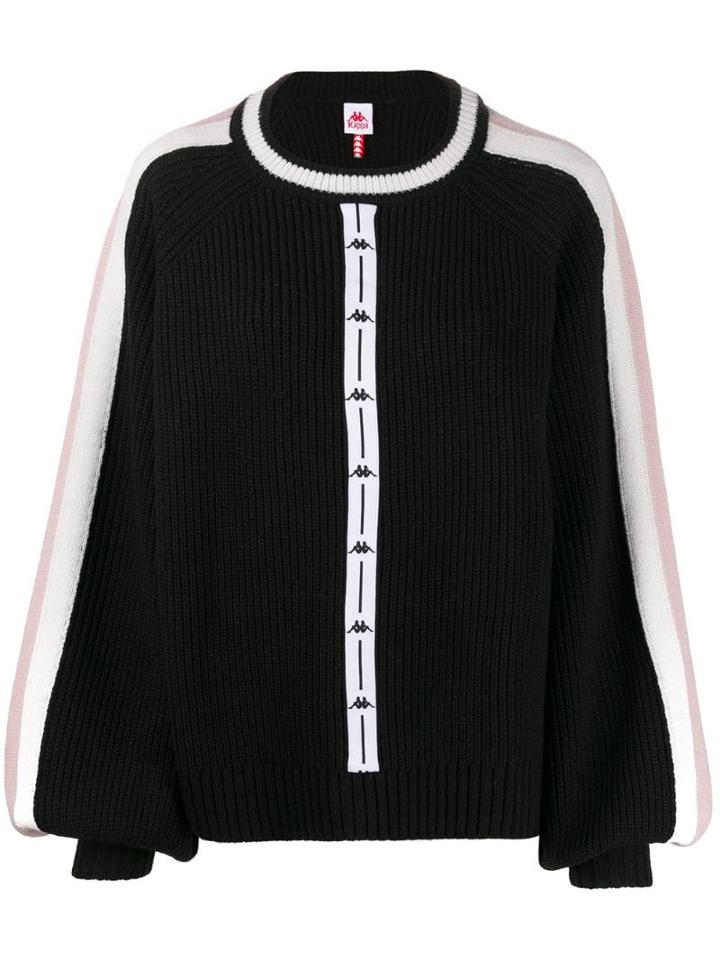 Kappa Ribbed Knit Sweater - Black
