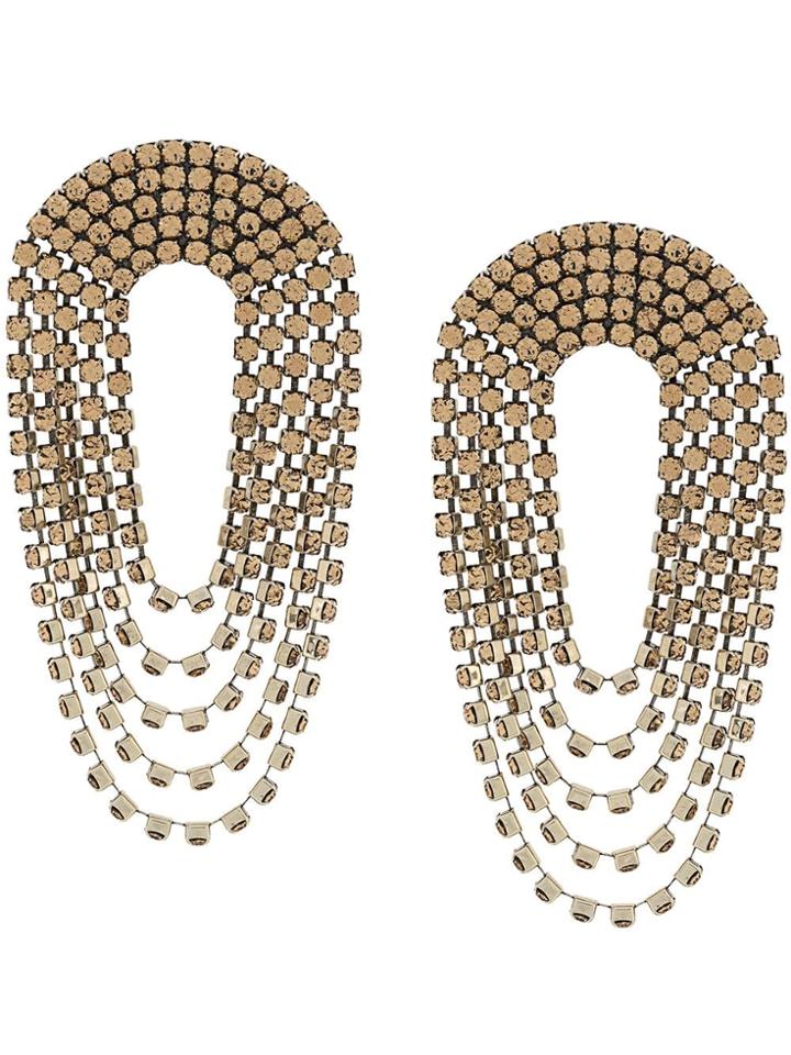 Alessandra Rich Crystal Multiple Loop Earrings - Metallic