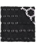 D.exterior Floral Appliqués Mesh Scarf - Black
