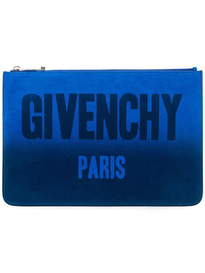 Givenchy Logo Zipped Pouch - Blue