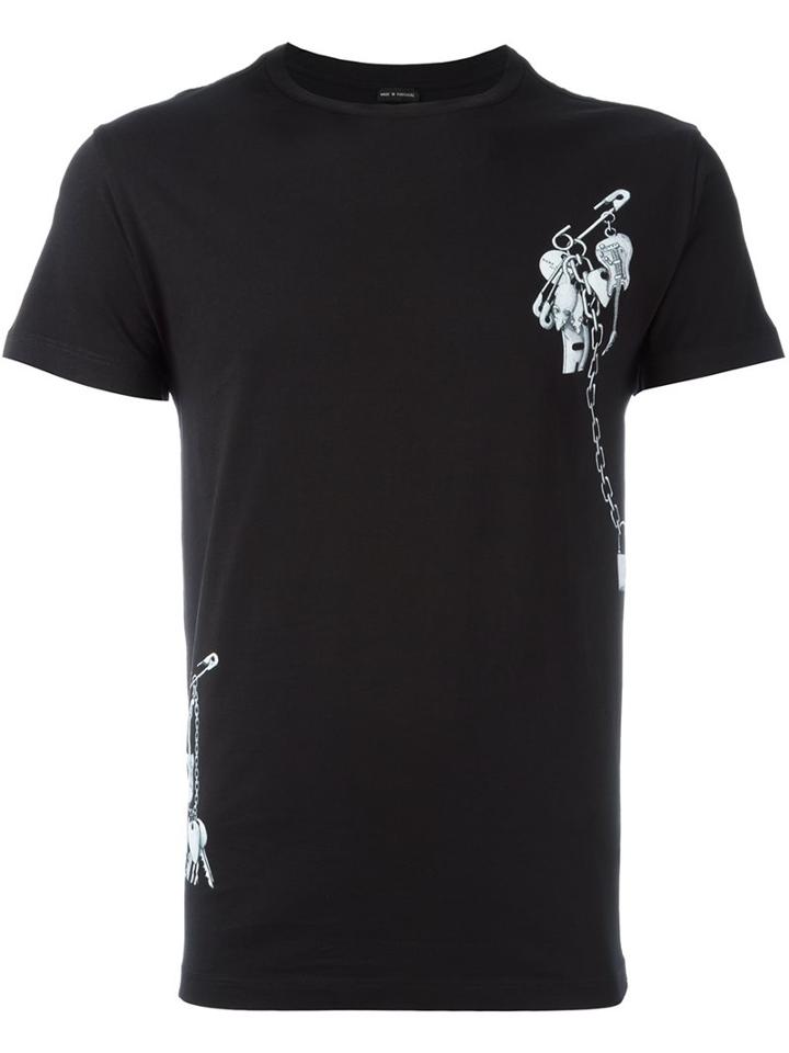Marc Jacobs Safety Pin Charm Print T-shirt, Men's, Size: Xl, Black, Cotton