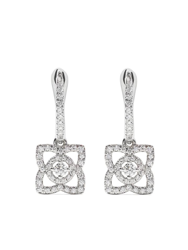 De Beers 18kt White Gold Enchanted Lotus Diamond Sleeper Earrings -