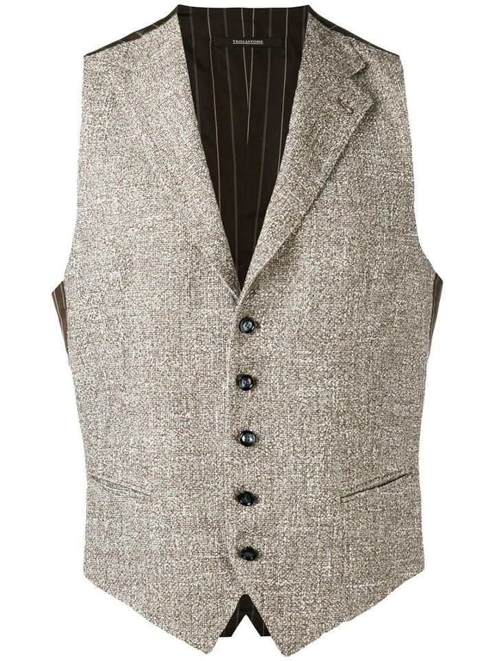 Tagliatore - Classic Waistcoat - Men - Cotton/polyamide/cupro/polyacrylic - 52, Brown, Cotton/polyamide/cupro/polyacrylic