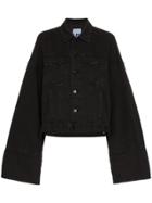 Sjyp Sjyp Dnm Jkt Wd Ls Rll Up Cffs - Black