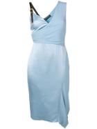 Versace Asymmetric Silk Cocktail Dress - Blue