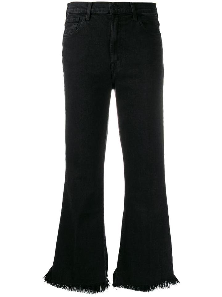J Brand Distressed Flared Jeans - Black